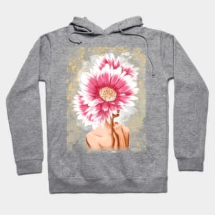 Girl with big gerberas on her head. Hoodie